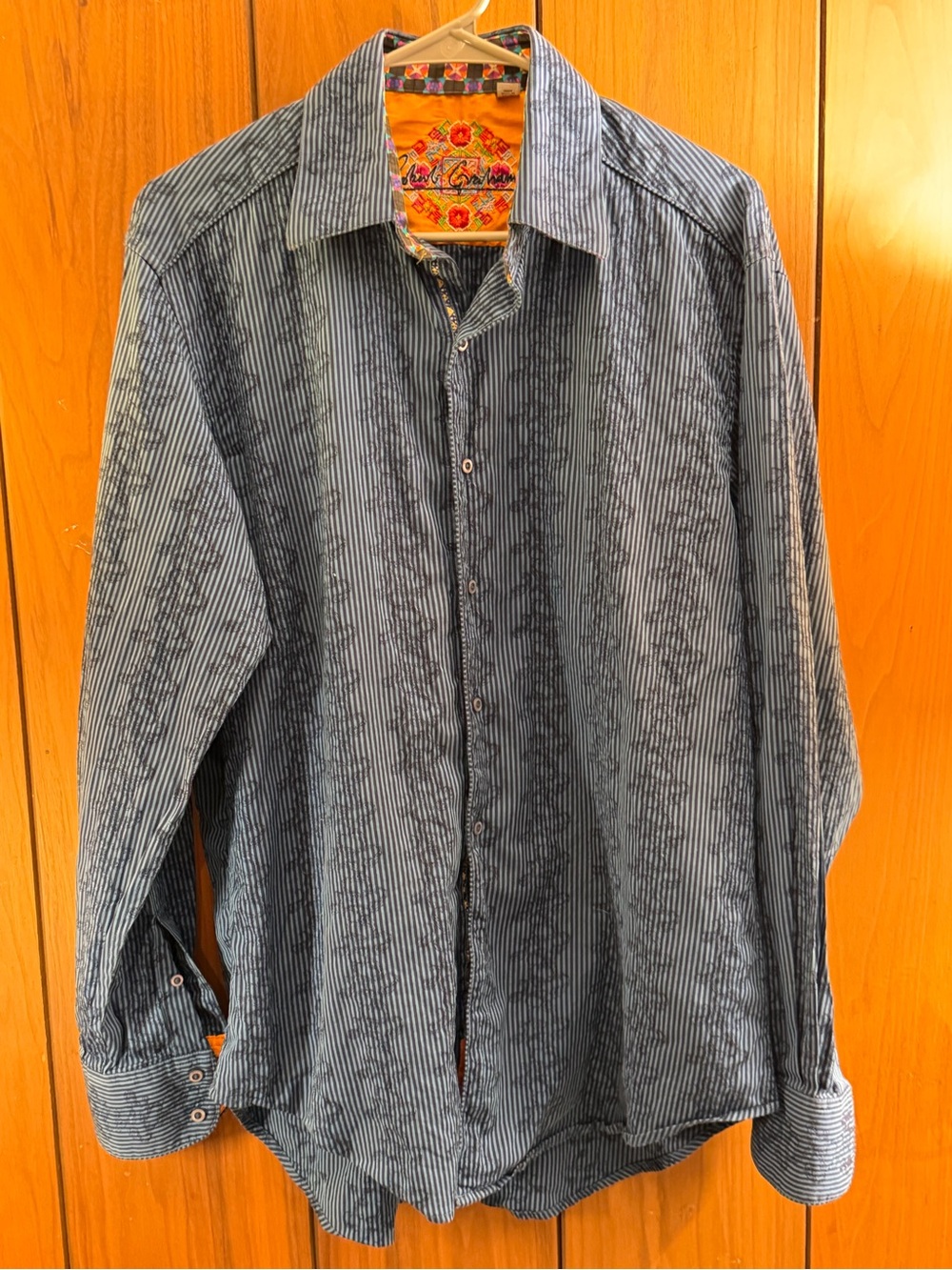 Robert Graham Navy and Light Blue Thin-Striped Button-Down Shirt
